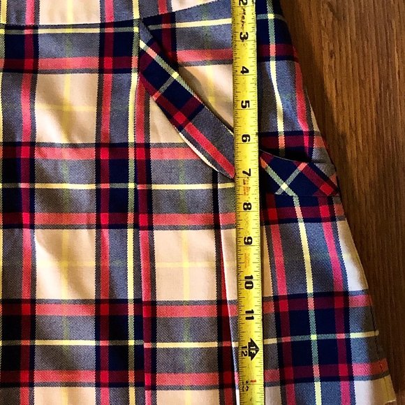 Designer - Vera Wang Princess NWOT sz9 Blue Tan Red Plad Pleated Mini Skirt - Picture 7 of 8